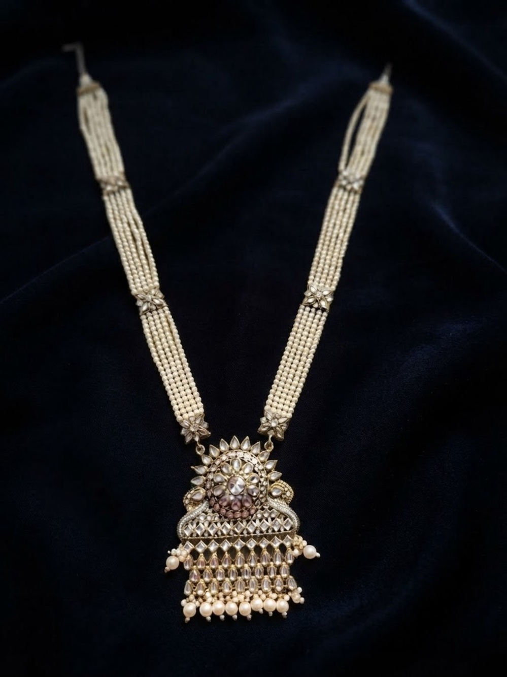 Indion Pakistani Elegant Pearl and Gold Statement Necklace - Women Jewelry
